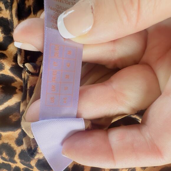 Savage X Fenty Leopard Print Slip Dress Black Lace Trim Cami Dress Size Small - Picture 11 of 13